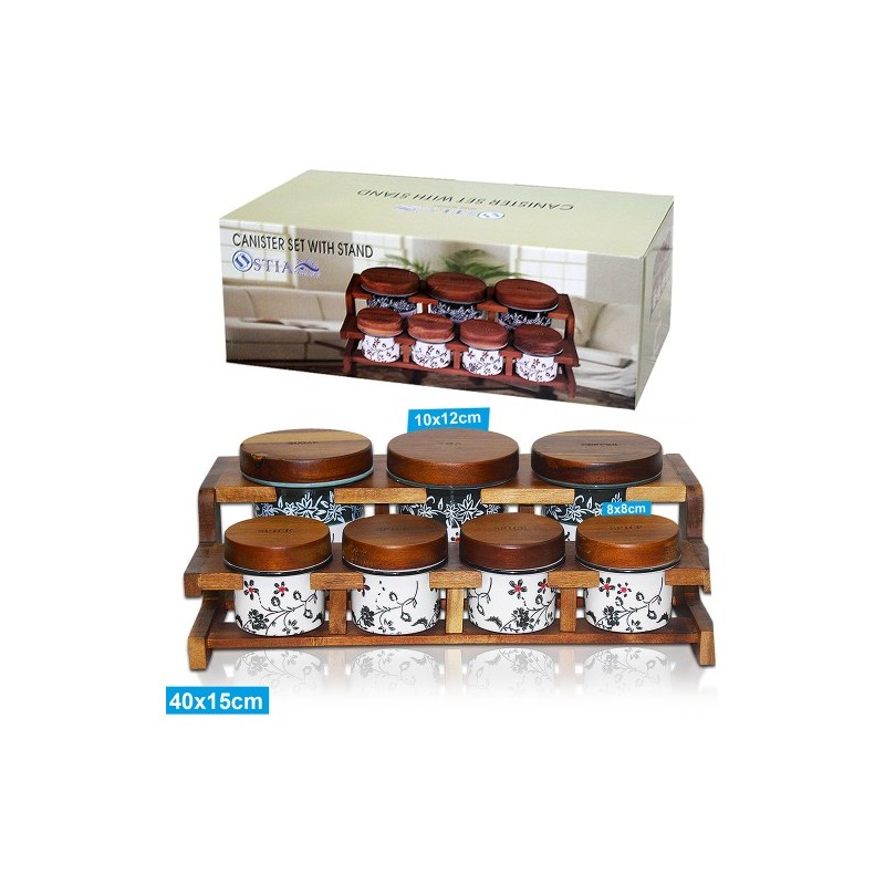 ⁦طقم ( 7 علب بهار ) مع ستاند خشبي⁩ - الصورة ⁦1⁩