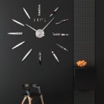 ساعة حائط ستيكرز ZH لون فضي