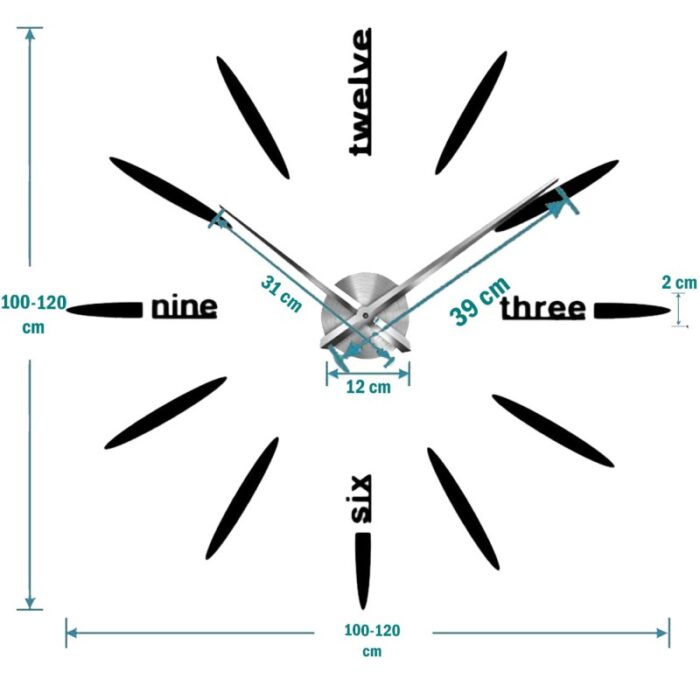 ⁦ساعة حائط ستيكرز ZH لون فضي⁩ - الصورة ⁦2⁩