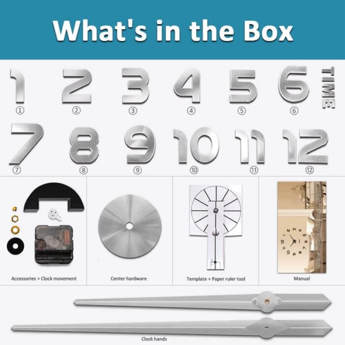 ⁦ساعة حائط اكريليك انالوج ثلاثية الأبعاد دائرية لون فضي⁩ - الصورة ⁦4⁩