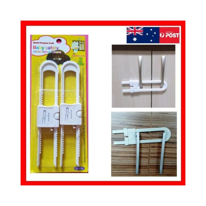 ⁦طقم قفل خزائن بلاستيك (2 قطعتين) للاطفال⁩ - الصورة ⁦1⁩