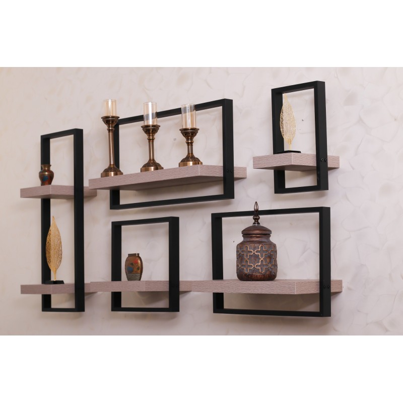 ⁦طقم رفوف خشبية 5 قطع Floating Shelves⁩ - الصورة ⁦1⁩