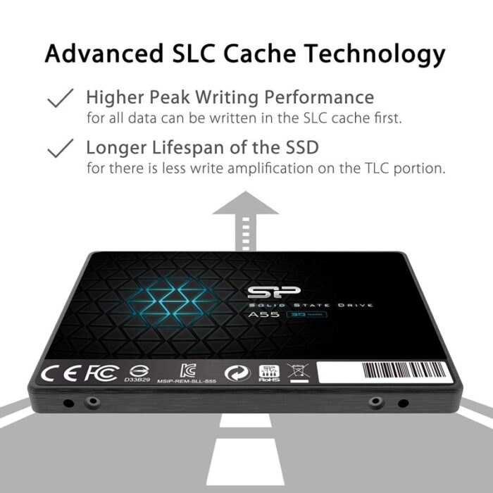 ⁦Silicon Power SSD 3D NAND A55 SLC Cache Performance Boost SATA III 1T⁩ - الصورة ⁦3⁩