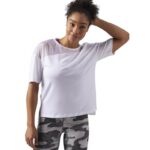 تيشيرت ريبوك لايت ويت ويفن للنساء لون أبيض - Reebok Women's Lightweight Woven T-Shirt - White
