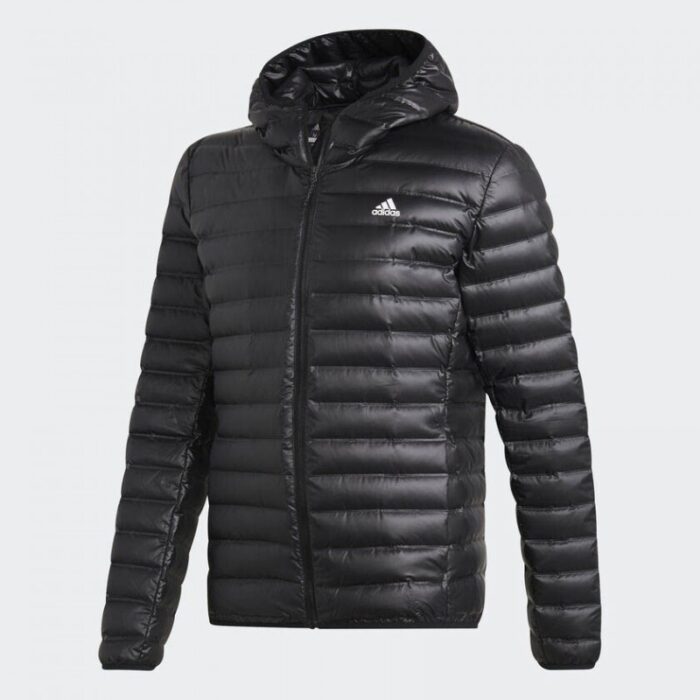 ⁦adidas Men's Varilite Hooded Down Jacket -Black- جاكيت اديداس للرجال لون أسود⁩ - الصورة ⁦4⁩