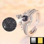 ⁦خاتم قطعتين مع عدسة كلمة أحبك بـ100 لغة⁩ - الصورة ⁦8⁩