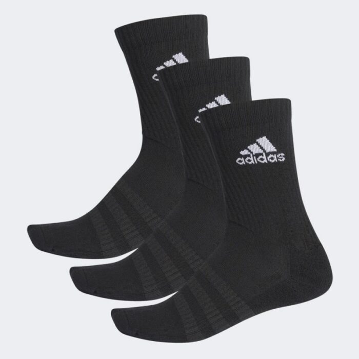 1025075_67db316d8cdf6 Adidas CUSHIONED CREW SOCKS 3 PAIRS- جوارب ثلاث خطوط كلاسيك للجنسين لون أسود - الصورة 1
