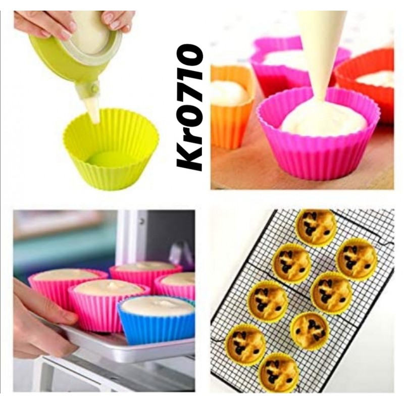 ⁦كب كيك سليكون مدور 6 قطع - حسب اللون المتوفر في المخازن⁩ - الصورة ⁦1⁩