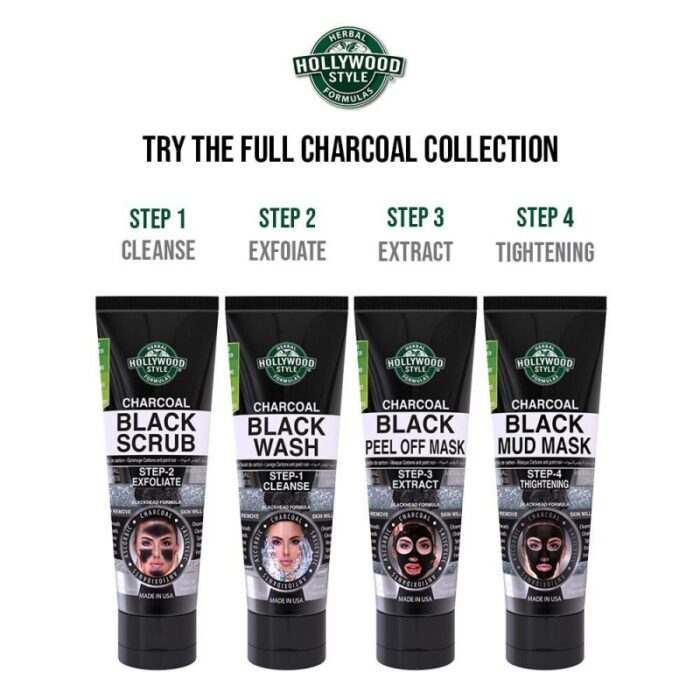 ⁦Charcoal black scrub step 2 exfoliate   من Hollywood style⁩ - الصورة ⁦2⁩