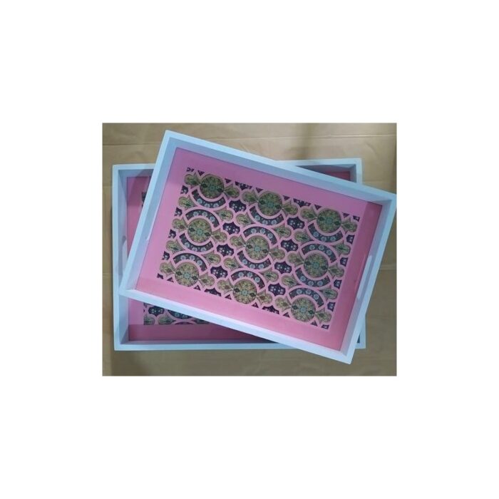 ⁦طقم صواني قطعتين مغربي زهري⁩ - الصورة ⁦2⁩