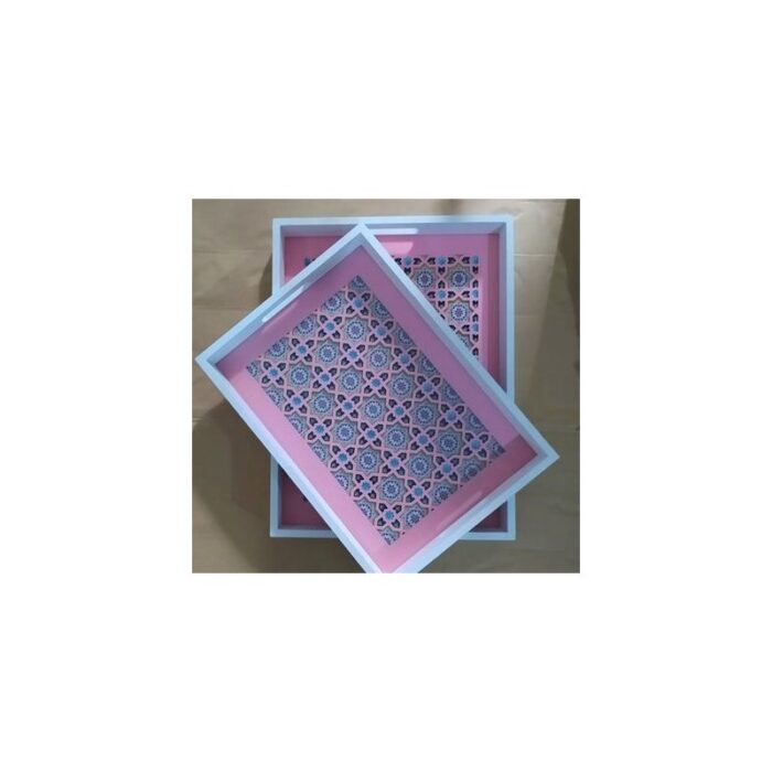 ⁦طقم صواني قطعتين مغربي زهري⁩ - الصورة ⁦2⁩