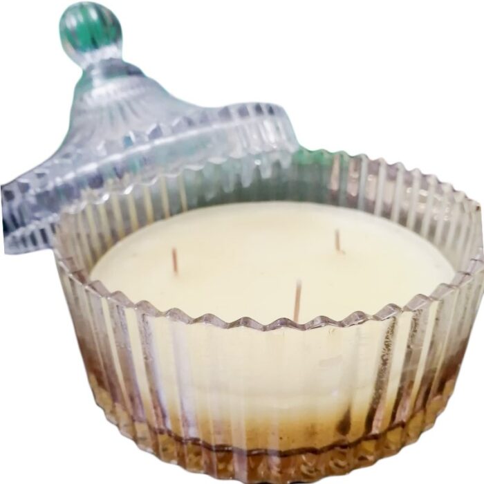 1029328_67db3bad75452 شمعة كبيرة 3 شعلات مع قاعدة وغطاء - الصورة 1