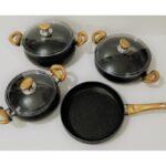 طقم 3 طناجر +مقلى تركي جرانيت ثقيل