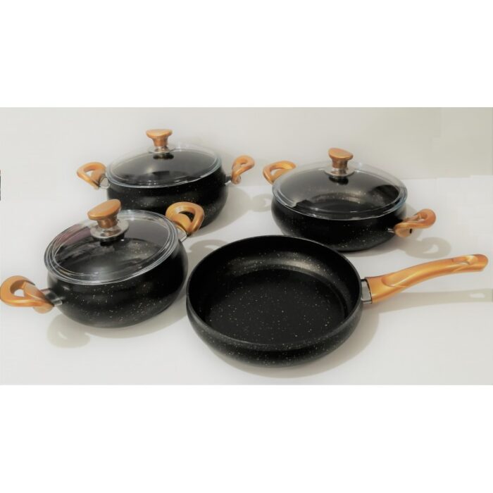 ⁦طقم 3 طناجر +مقلى تركي جرانيت ثقيل⁩ - الصورة ⁦3⁩