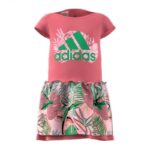 ⁦adidas Kids' Flower Print Summer Set- فستان اديداس فلور برينت للأطفال لون زهري‏⁩ - الصورة ⁦2⁩