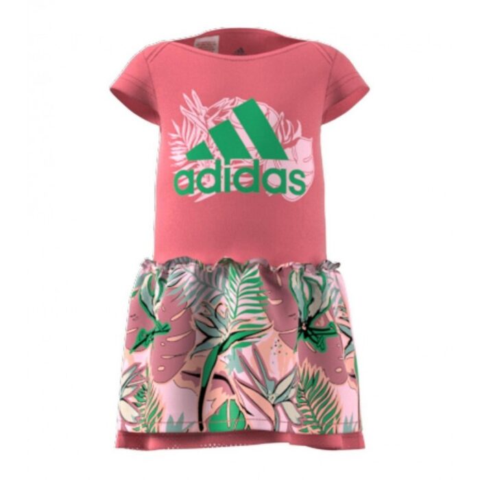 ⁦adidas Kids' Flower Print Summer Set- فستان اديداس فلور برينت للأطفال لون زهري‏⁩ - الصورة ⁦2⁩