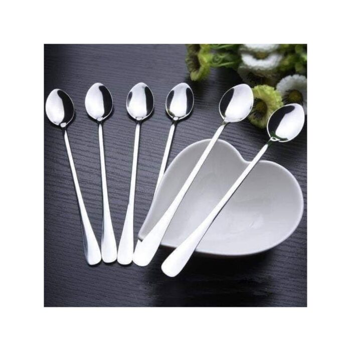 ⁦طقم 6 معالق ستيل يد طويلة⁩ - الصورة ⁦2⁩