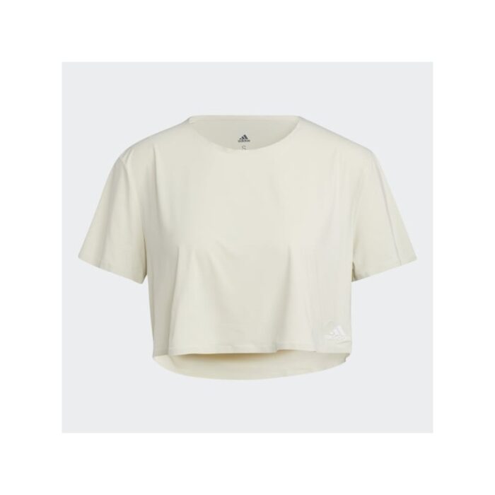 ⁦تيشيرت قصير سادة نص كم من اديداس بلوزه رياضية للنساء لون أبيض Adidas Womens Elevated Training TEE⁩ - الصورة ⁦2⁩