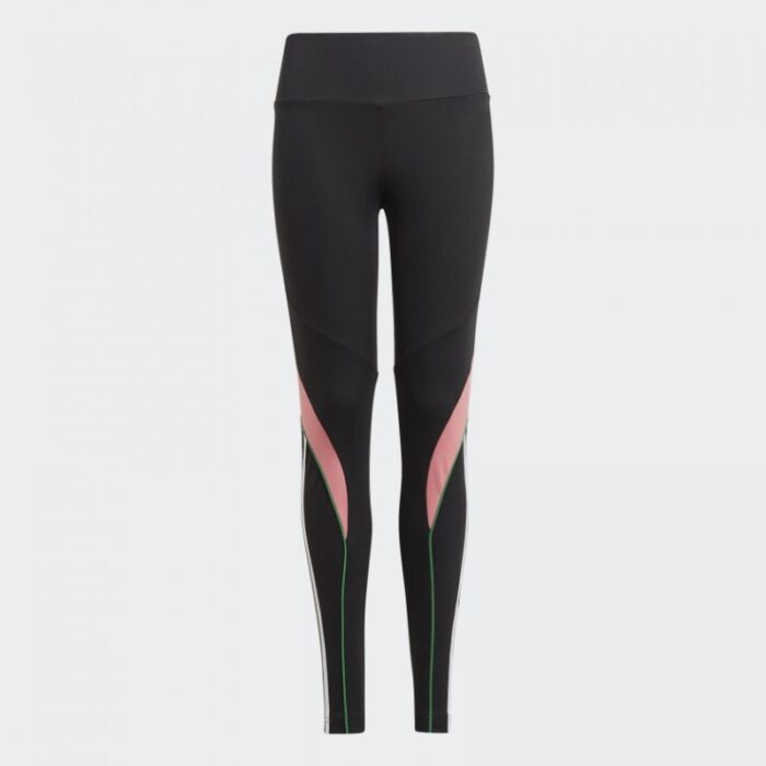 ⁦adidas Girl's Aeroready Bold Tight- بنطلون اديداس ارو ريدي بولد للأطفال لون اسود⁩ - الصورة ⁦4⁩