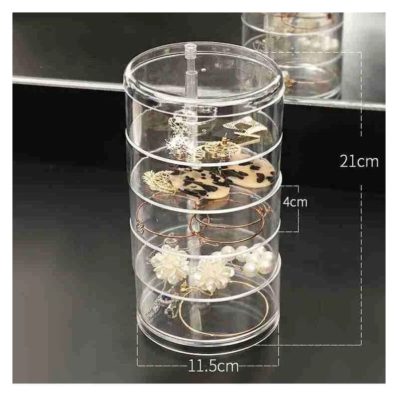 ⁦صندوق اكسسوار شفاف دائري 4 طبقات⁩ - الصورة ⁦1⁩
