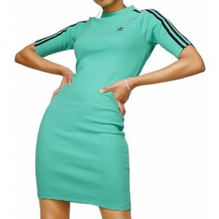 ⁦adidas Womens' Dress - Green- فستان اديداس للنساء لون اخضر⁩ - الصورة ⁦3⁩