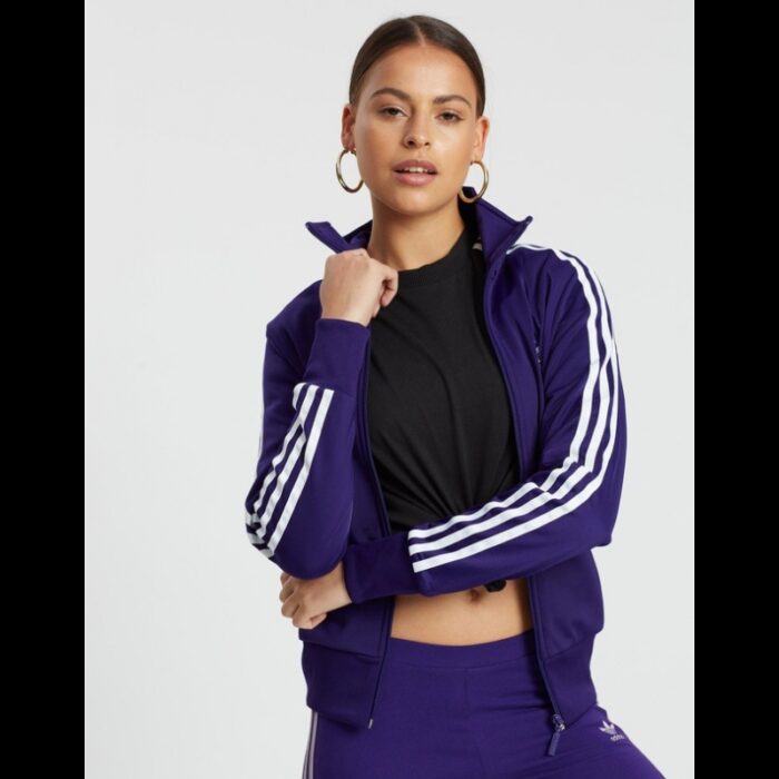 ⁦adidas Womens' Originals Firebird Track Jacket Blue- جاكيت اديداس اورجينال فيربرايد للرجال لون بنفسجي⁩ - الصورة ⁦5⁩