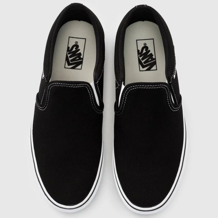 ⁦Vans Men's Asher Slipper Shoes - حذاء فانز آشر بدون رباط للرجال لون أسود وأبيض⁩ - الصورة ⁦4⁩
