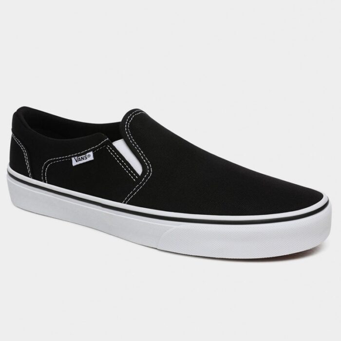 ⁦Vans Men's Asher Slipper Shoes - حذاء فانز آشر بدون رباط للرجال لون أسود وأبيض⁩ - الصورة ⁦8⁩