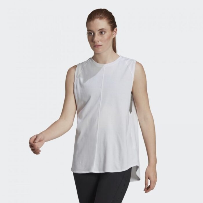 ⁦adidas Women's Karlie Kloss Loose Tank Top - White- توب تانك اديداس كارلي كلوس للنساء لون أبيض⁩ - الصورة ⁦2⁩