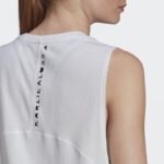⁦adidas Women's Karlie Kloss Loose Tank Top - White- توب تانك اديداس كارلي كلوس للنساء لون أبيض⁩ - الصورة ⁦6⁩