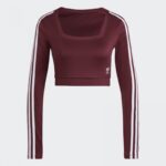 تيشيرت قصير مع ثلاث خطوط الماركة مع أكمام طويلة من اديداس بلوزه رياضية للنساء لون أحمر Adidas ADICOLOR CLASSICS LONG SLEEVE TEE