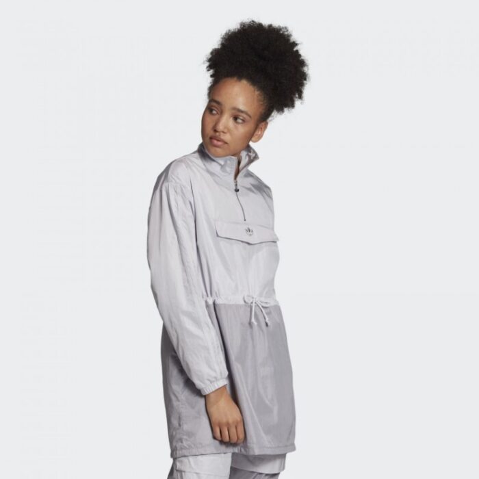 ⁦adidas Womens' Long Sleeve Windbreaker Dress - Grey- جاكيت اديداس طويل للنساء لون رمادي⁩ - الصورة ⁦6⁩