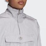 ⁦adidas Womens' Long Sleeve Windbreaker Dress - Grey- جاكيت اديداس طويل للنساء لون رمادي⁩ - الصورة ⁦7⁩
