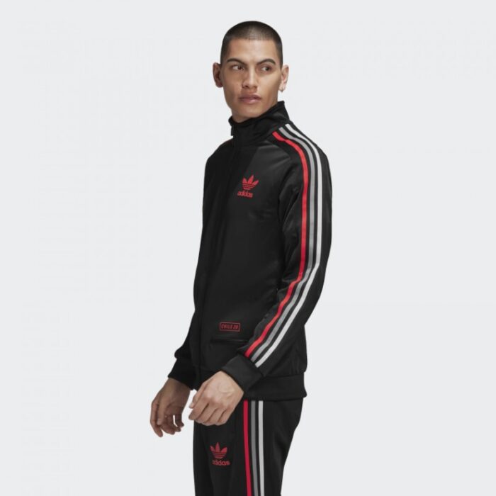 ⁦adidas Long Sleeve Zip Up Chile 20 Black⁩ - الصورة ⁦4⁩