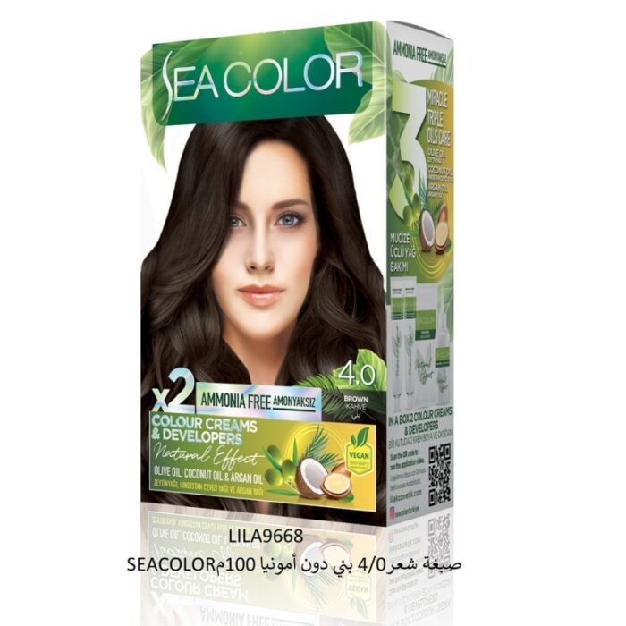 SEA COLORصبغة شعر4/0 بني دون أمونيا 100م