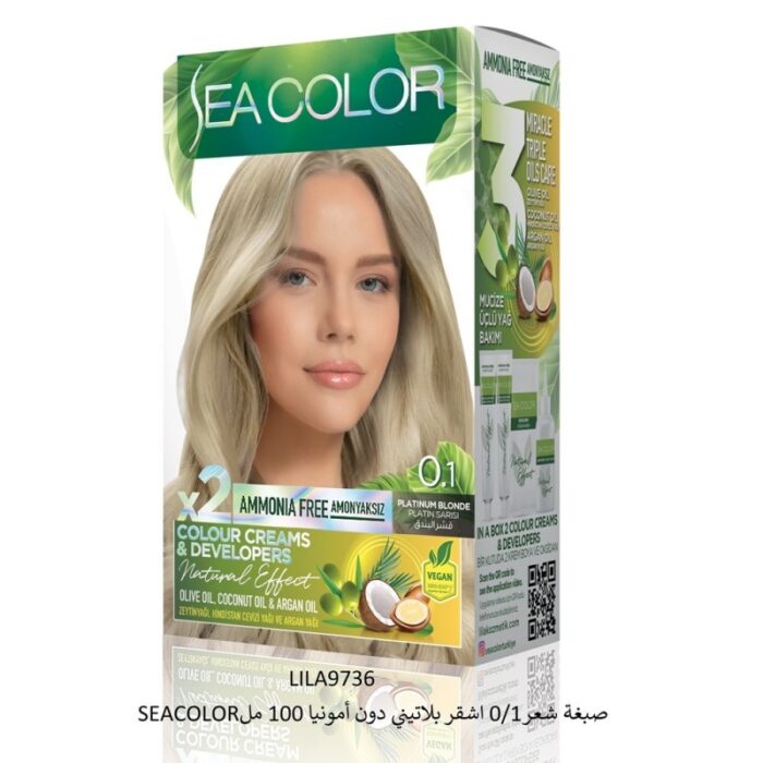 10306306_67db112141633 SEA COLORصبغة شعر0/1 اشقر بلاتيني دون أمونيا 100 مل - الصورة 1