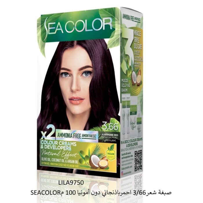 10306308_67db11248c253 SEA COLORصبغة شعر3/66 احمرباذنجاني دون أمونيا 100 م - الصورة 1
