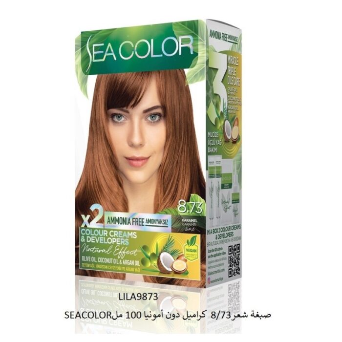 10306320_67db1138751d3 SEA COLORصبغة شعر8/73 كراميل دون أمونيا 100 مل - الصورة 1