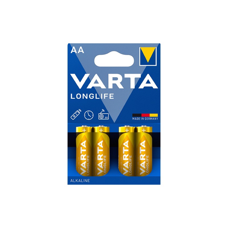 ⁦بطاريات فارتا لونغ لايف AA 4 Varta Batteries Longlife AA 4⁩ - الصورة ⁦1⁩