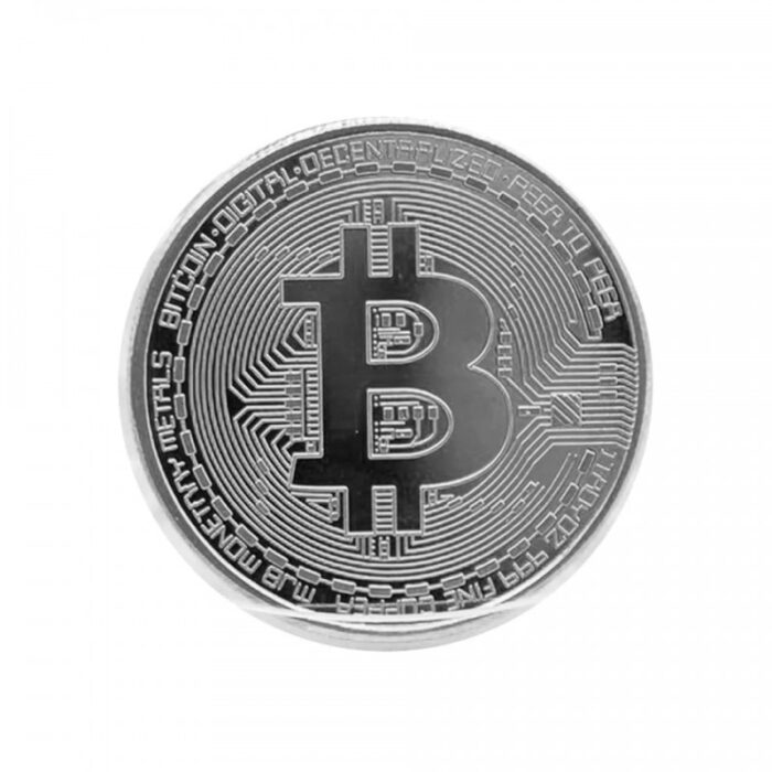 ⁦نموذج عملة رقمية معدني لون فضي⁩ - الصورة ⁦2⁩