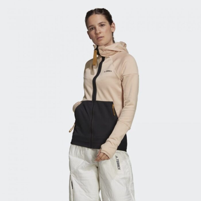 ⁦adidas Womens' Terrex Tech Ed Fleece - Black- جاكيت اديداس تريكس للنساء لون اسود وبيج⁩ - الصورة ⁦2⁩