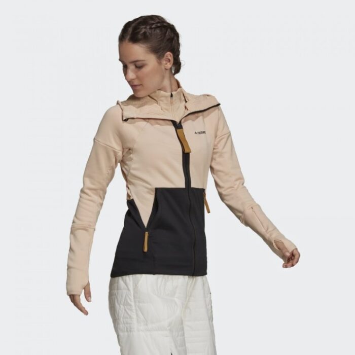 ⁦adidas Womens' Terrex Tech Ed Fleece - Black- جاكيت اديداس تريكس للنساء لون اسود وبيج⁩ - الصورة ⁦5⁩