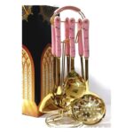 ⁦طقم 6 مغارف ذهبي يد ماربل مع ستاند⁩ - الصورة ⁦3⁩