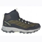 ⁦Merrell Men's Speed Strike Mid Hiker Waterproof Shoes - حذاء ميريل سبيد سترايك ميد ووتر بروف للرجال لون زيتي⁩ - الصورة ⁦2⁩
