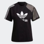 ⁦بلوزه وتيشيرت ادي كولور سبليت بشعار الماركة من اديداس للنساء لون أسود Adidas ADICOLOR SPLIT TREFOIL T-Shirts⁩ - الصورة ⁦2⁩