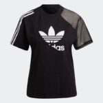 ⁦بلوزه وتيشيرت ادي كولور سبليت بشعار الماركة من اديداس للنساء لون أسود Adidas ADICOLOR SPLIT TREFOIL T-Shirts⁩ - الصورة ⁦3⁩