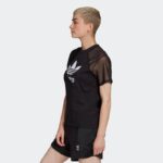⁦بلوزه وتيشيرت ادي كولور سبليت بشعار الماركة من اديداس للنساء لون أسود Adidas ADICOLOR SPLIT TREFOIL T-Shirts⁩ - الصورة ⁦7⁩
