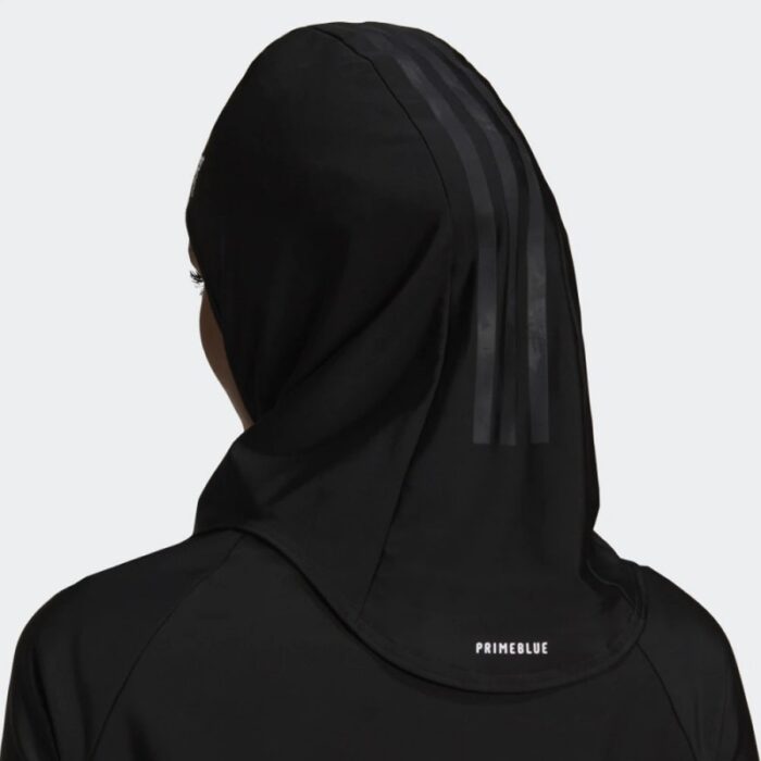 ⁦حجاب سباحة بطباعة 3 خطوط من أديداس للنساء لون أسود ADIDAS 3-STRIPES SWIM⁩ - الصورة ⁦2⁩