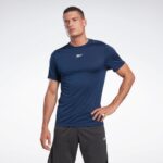 ⁦Reebok Mens' Workout Ready Melange T-Shirt- تيشيرت ريبوك وورك اوت ريدي للرجال لون كحلي‏⁩ - الصورة ⁦2⁩