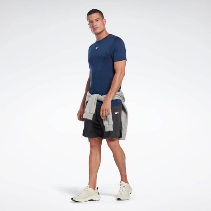 ⁦Reebok Mens' Workout Ready Melange T-Shirt- تيشيرت ريبوك وورك اوت ريدي للرجال لون كحلي‏⁩ - الصورة ⁦4⁩